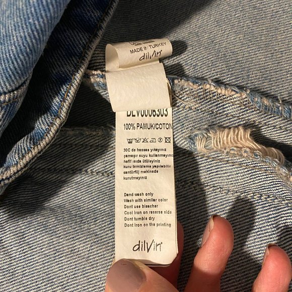 Dilvin Embroidered Denim Jacket with Back Slogan Size 4 / 36 / S - Picture 5 of 6